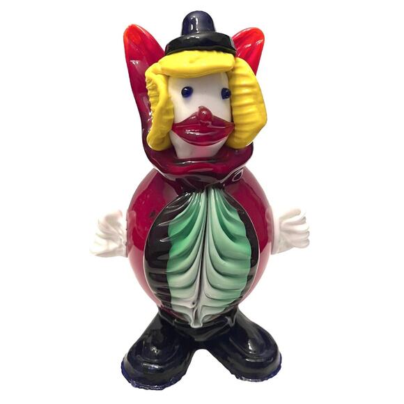 VTG Murano Italy Art Glass 7" BALL CLOWN FIGURINE Fratelli Pitau Art Paperweight - Picture 1 of 5